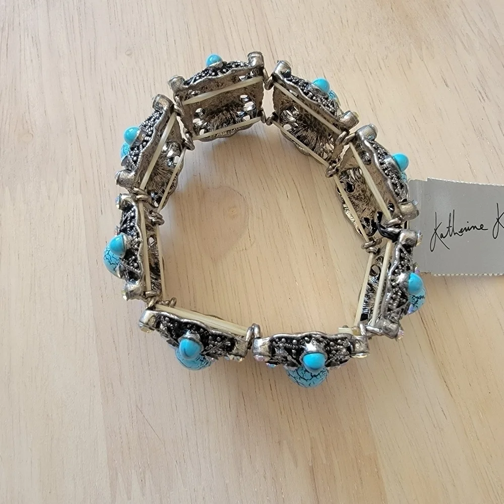 Katherine K Stretch Bracelet with turquoise stones